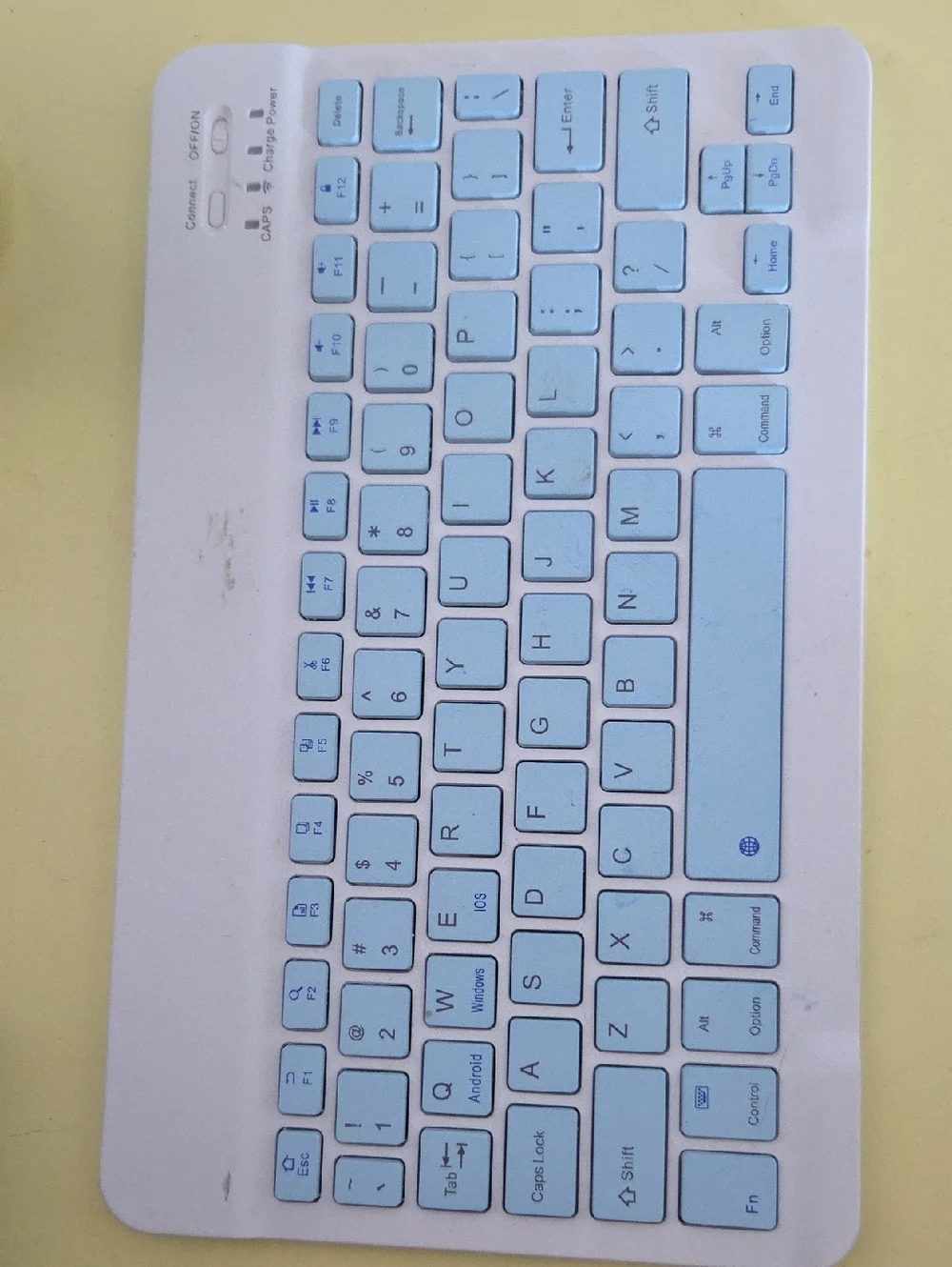 Compact Wireless Bluetooth Keyboard - Light Blue & White